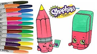 Shopkins Coloring Book Page Erica Eraser Penny Pencil Colouring Back to School