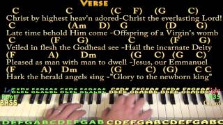 Video thumbnail of "Hark the Herald Angels Sing (Christmas) Piano Cover Lesson in C with Chords/Lyrics"