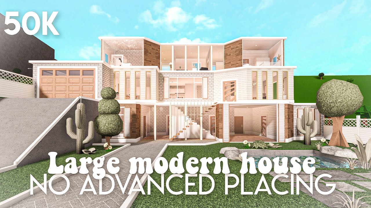 50k No advanced placing large modern house - Bloxburg build - YouTube