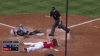 MIL@WSH: Segura throws out Werth trying to score