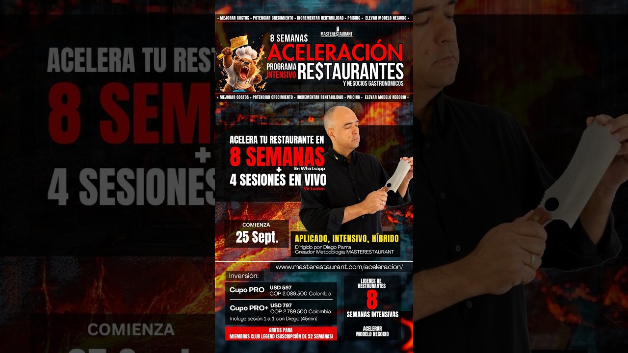 Programa entrenamiento ágil intensivo de ACELERACIÓN de restaurantes rentables aplicado