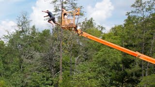 Jumping out of a Boom Lift.  JLG 80HX Lift