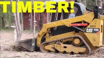 Skidsteer Removing Brush and Trees - Rookie Operator on Skid Steer