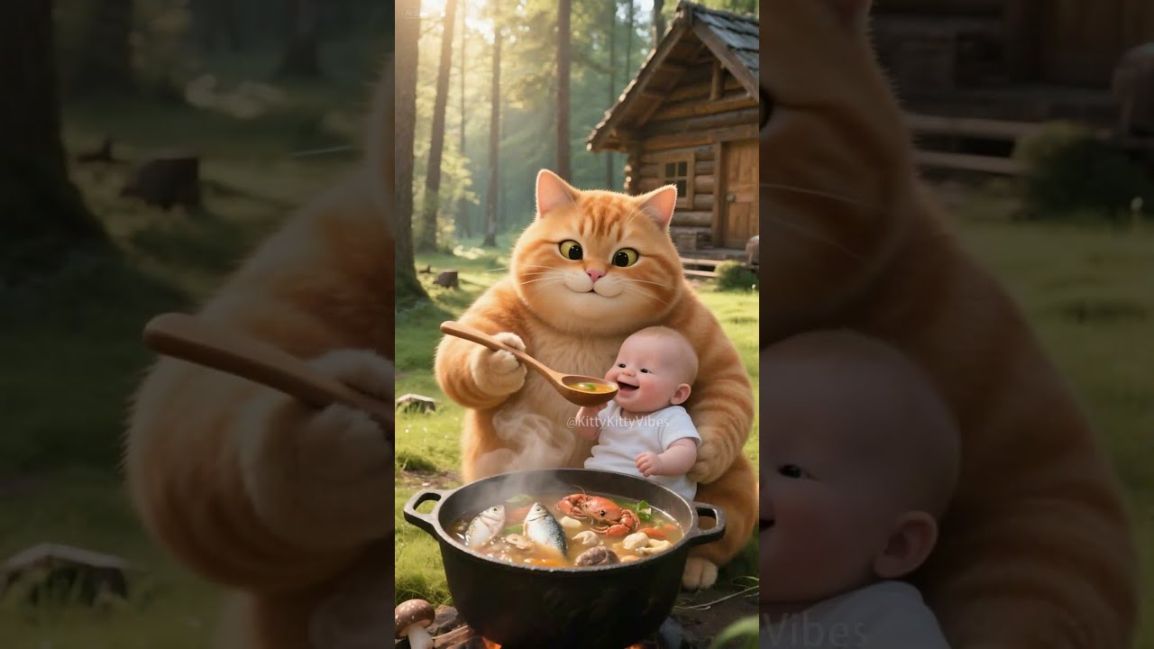 Orange Cat Saved A Baby Catcooking Funnycats Midjourney Catai Ai Aivideo Shorts