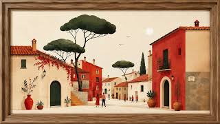 Red Village Street | Warm Mediterranean TV Art | 4K Ambient Frame Art screenshot 5