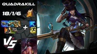 MID Caitlyn vs Akali [QUADRAKILL] - NA Grandmaster Patch 26.10
