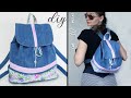 ❤️LOVELY DIY FLORAL PRINT JEANS BACKPACK Pocket Inside ~Handmade Backpack Step By Step Popular Print