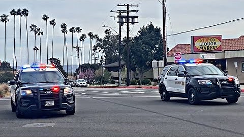 LASD Ford Explorer, CHP Dodge Charger, and LASD SEB Chevy Tahoe Responding Code 3 *Airhorn*
