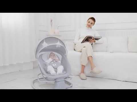 Дитячий заколисуючий центр-гойдалка з народження Mastela 8114 зі столиком, сіро-бежевий, видео 1