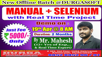 MANUAL + SELENIUM Offline Training @ DURGASOFT