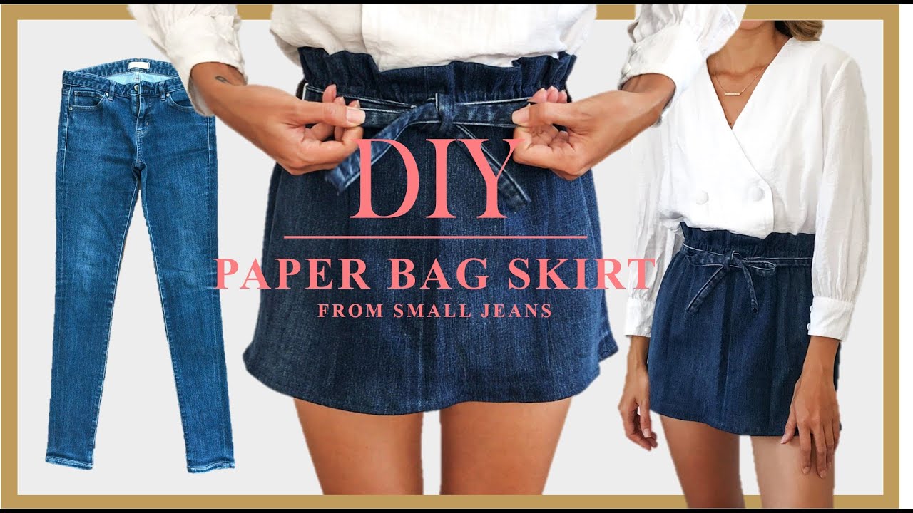 DIY Paper bag skirt from old jeans - Idea to reuse your old jeans