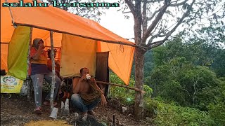 heavy rain camping // create a shelter on top of the mountain the view is very beautiful