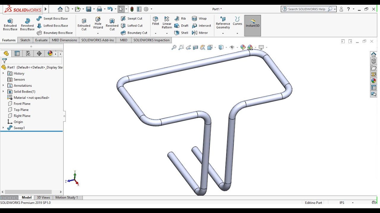 SolidWorks tutorial 3D Pipe  YouTube