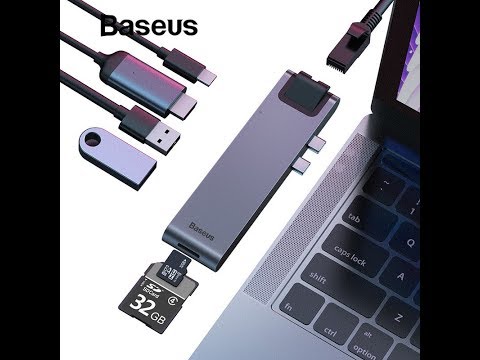 Baseus Dual Type-C 7 in1 USB 3.0 Type C HUB HDMI RJ45 Adapter for MacBook Pro
