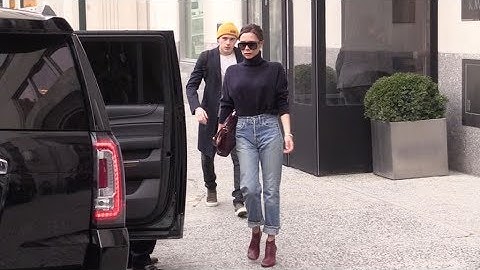 Victoria Beckham and her son Brooklyn running errands in New York City.