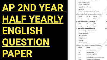 AP INTER 2ND YEAR ENGLISH HALF YEARLY MODEL PAPERS|INTER QUESTIONS PAPER|ENGLISH MODEL PAPER|INTER||