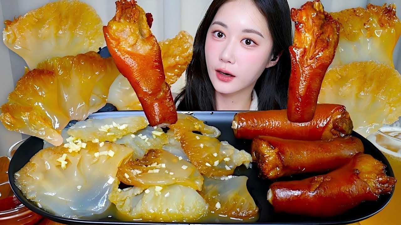 미친 식감😳국내산 해파리 두드등장🤩해파리와 돼지꼬리 조합👍 Jellyfish + Pork Tail クラゲ + 豚テール | Mukbang ASMR