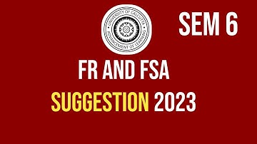 Suggestion of FR & FSA  23 Financial Reporting & Financial Statement Analysis | 6th Semester | C.U.