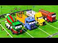 Transporting Huge Colorful Mixer Truck With MAN Long Flatbed Trailer Trucks MERCEDES SCANIA FS22
