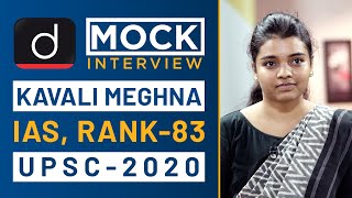 Kavali Meghna, RANK - 83, IAS - UPSC 2020 - Mock Interview I Drishti IAS English