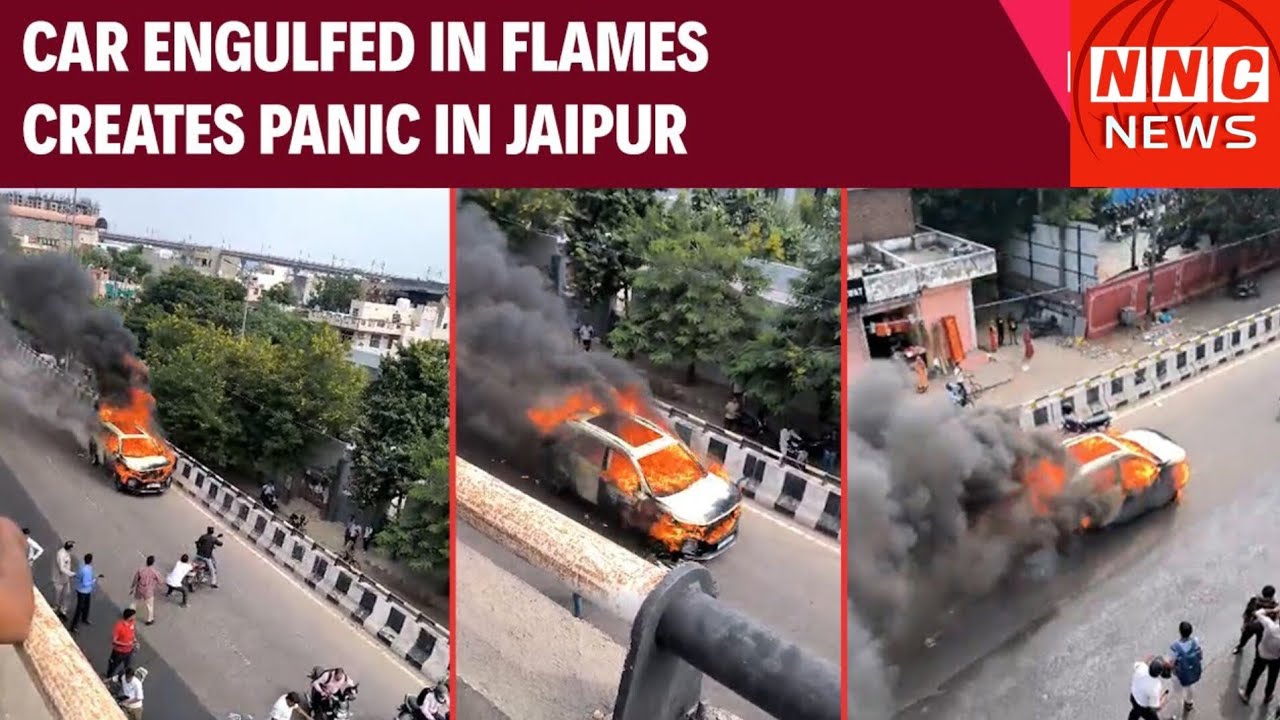 Jaipur News | Car On Fire Speeds Down Jaipur Road, Creates Panic ...