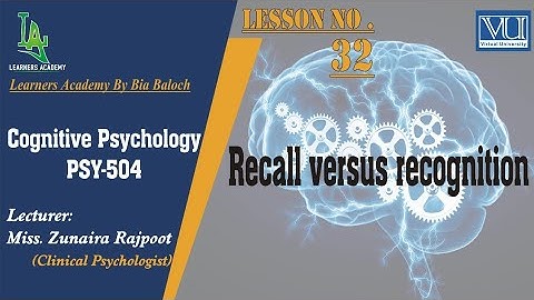 Cognitive Psychology (PSY504) VU | Lecture No.32 | Learners Academy By Bia Baloch