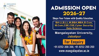 Admissions Open 2026–27 |  UG & PG Programs at Mangalayatan University, Jabalpur