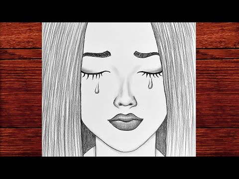 Ağlayan Bir Kız Çizimi - Kolay Üzgün Kız Çizimi - Çizim Mektebi Easy Girl Drawing [2022]