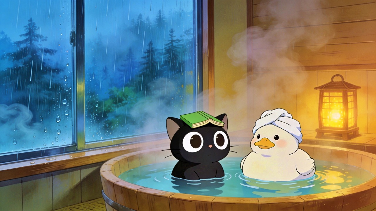 Soak away your worries. You deserve it. 🌧️ Rainy Japanese Onsen Lo-fi for Study, Sleep, Focus