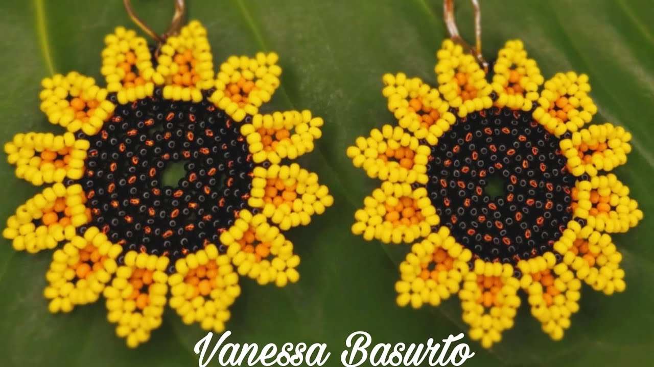 ARETES DE MOSTACILLA/CHAQUIRA EN FORMA DE GIRASOL 1, FACIL DE REALIZAR -  YouTube