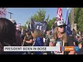 Big crowd of protesters gathers in Boise for President Biden's visit
