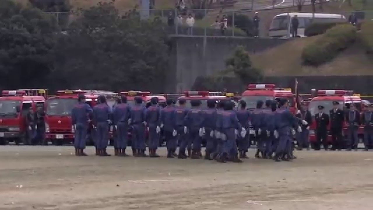 平成２８年八女市消防出初式　訓練礼式　小隊訓練