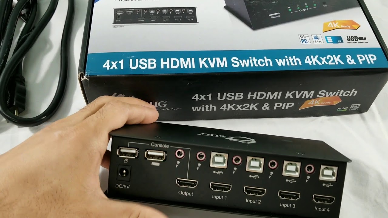 جهاز SIIG KVM Switch يدعم 4 كمبيوترات - YouTube