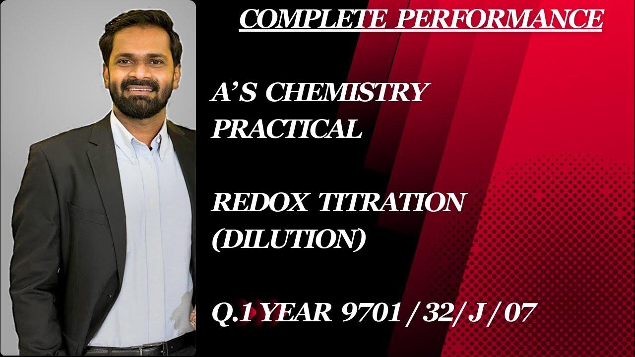 Redox titration with dilution *Correction Year 9701/32/J/7 YouTube