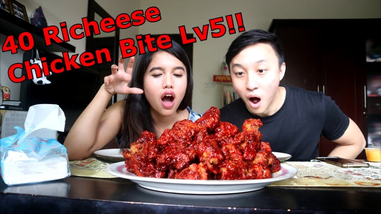 40pcs Richeese fire Chicken Bite Lv5 MUKBANG CHALLENGE! ft Shely Che ...