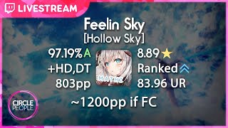 osu! | Mathi | Camellia - Feelin Sky [Hollow Sky] +HD,DT 97.19% 8xMiss 1813x 803pp (~1200pp if FC)