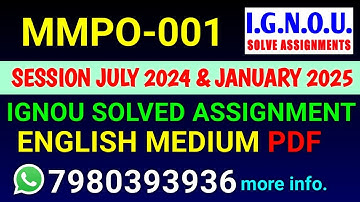 MMPO-001 Solved Assignment 2024-25 English,  MMPO-001 Solved Assignment 24-25, MMPO 1 Assignment