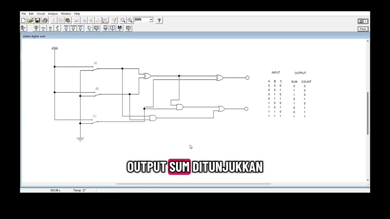 Simulasi Penjelasan Full Adder 3 Variabel pada Electronics Workbench