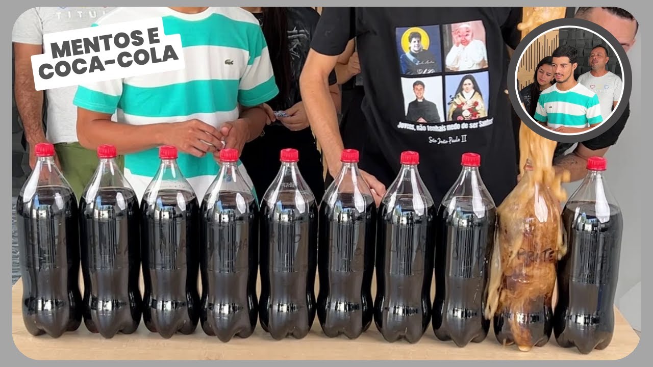 MENTOS E COCA-COLA: Qual o refrigerante escrito em cada garrafa?