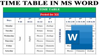 How to Make Time Table for School in MS Word | Simple Class Routine in Microsoft word