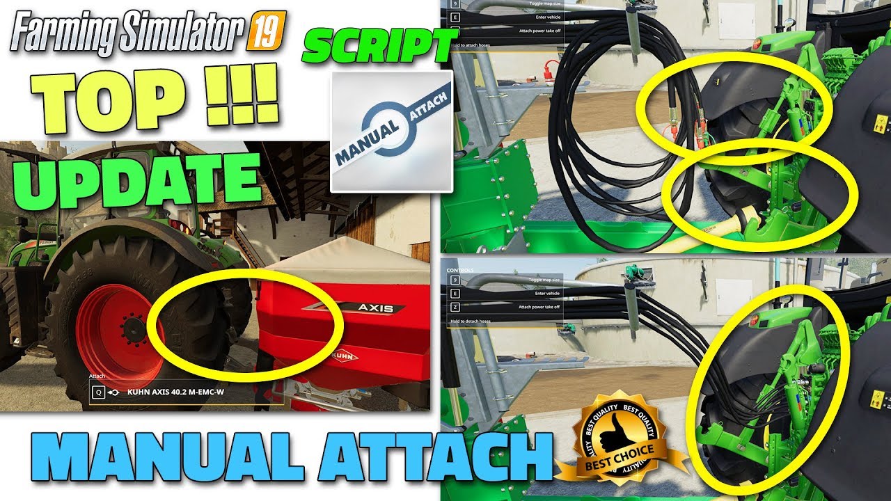 FS19 SCRIPT "Manual Attach" v1.1.0 (update 20200430) review YouTube