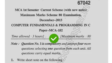 2015 Mdu MCA 1st Sem Computer Fundamental & Programming in C Question Paper #MduQuestionPaper