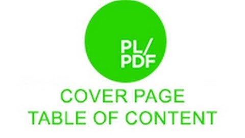 How to create a cover page  table of content in PL/PDF