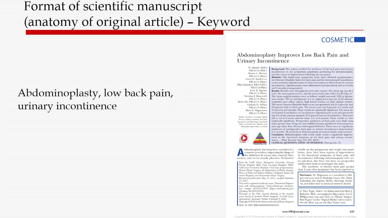 writing scientific manuscript   keywords - Ahmed Ali Hassan, MD