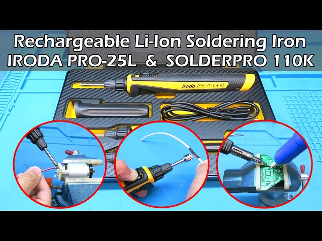 IRODA Cordless Li-Ion Rechargeable Solder Iron - PRO-25LK & SOLDERPRO 110K class=