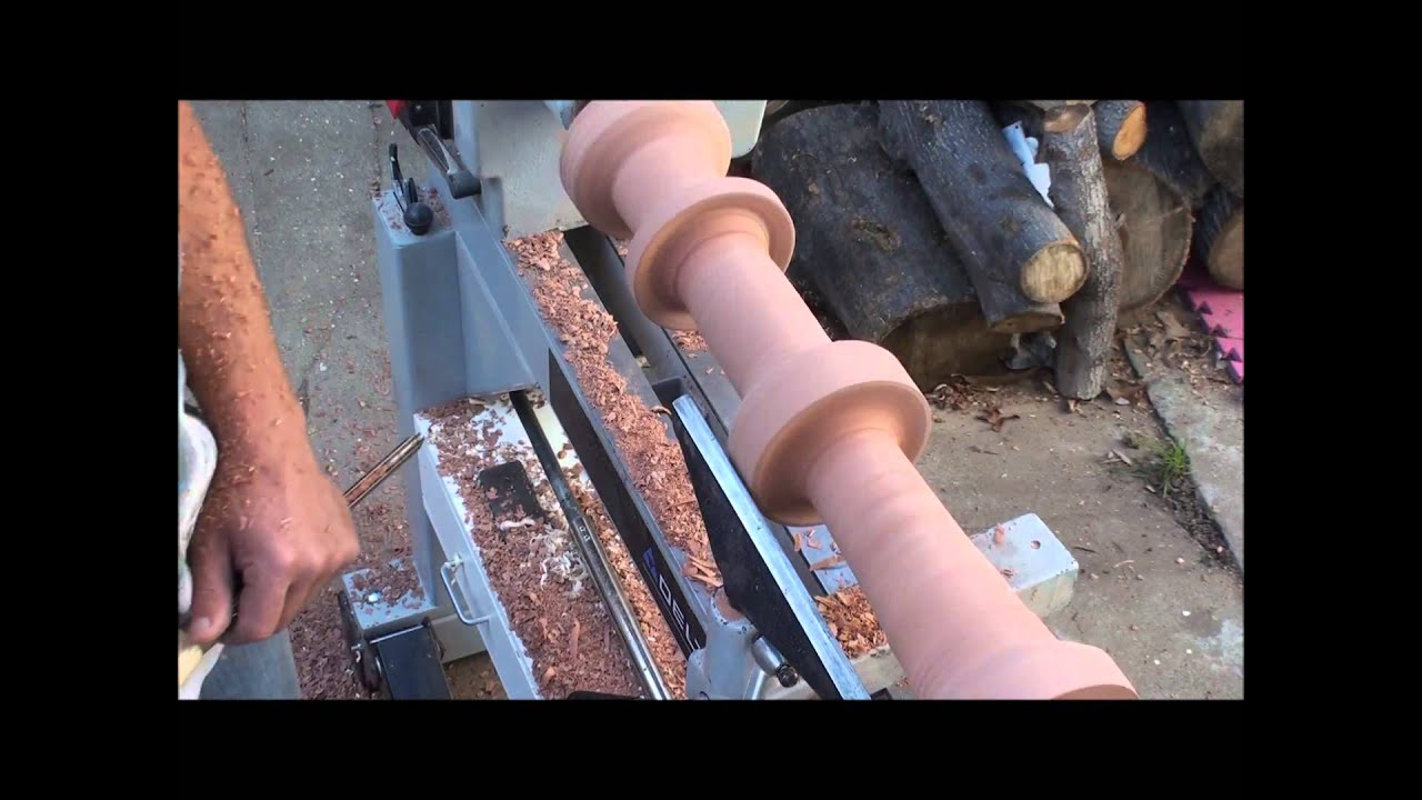 Wood Turning With Naked Turner%2C Redwood Spindle Form - YouTube