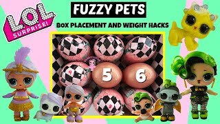 LOL Surprise Fuzzy Pets Box Placement and Weight Hacks Unboxing Golds Bhaddie Monkey Goo Goo Mew Mew