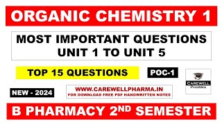 Pharmaceutical Organic Chemistry 2nd Semester Important Questions || POC 1 || Carewell Pharma