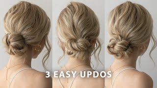 3 EASY LOW BUN UPDOS ❤ Perfect for bridal, wedding, summer, bridesmaid