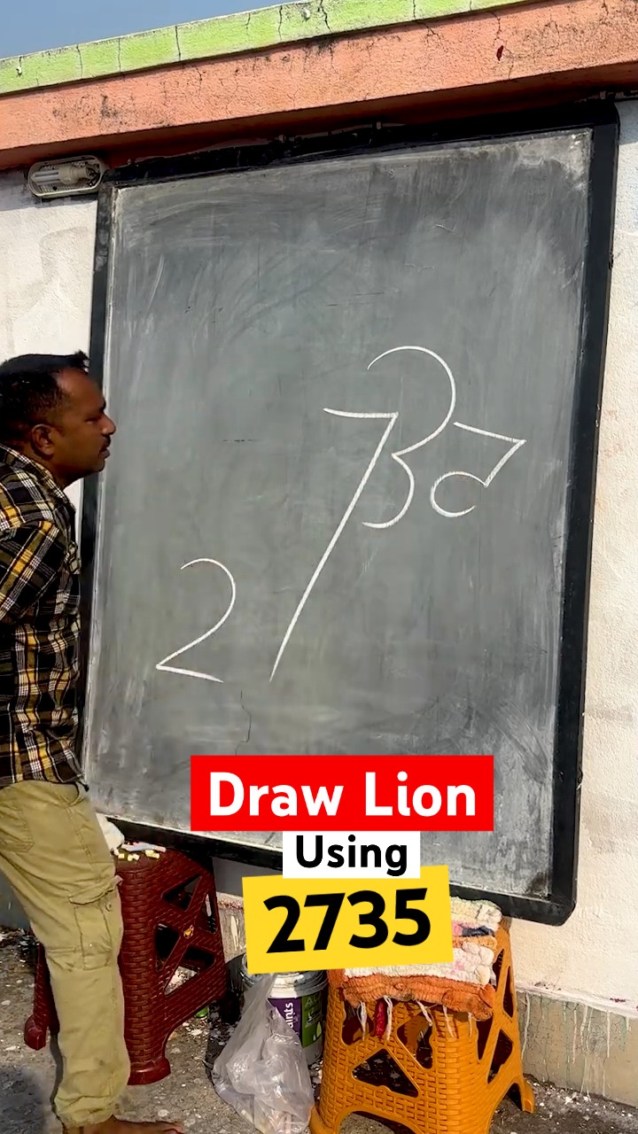 Draw a Lion Using the Numbers 2735! ? | Easy Drawing for Kids #shorts